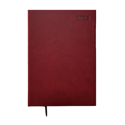 2025 Diary, PU, A5, 15 x 21 cm, 1Day/Page, Dark Red