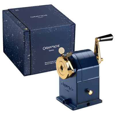 CARAN d'ACHE Metal Rotary Pencil Sharpener COSMIC BLUE, Dark Blue - Special Edition