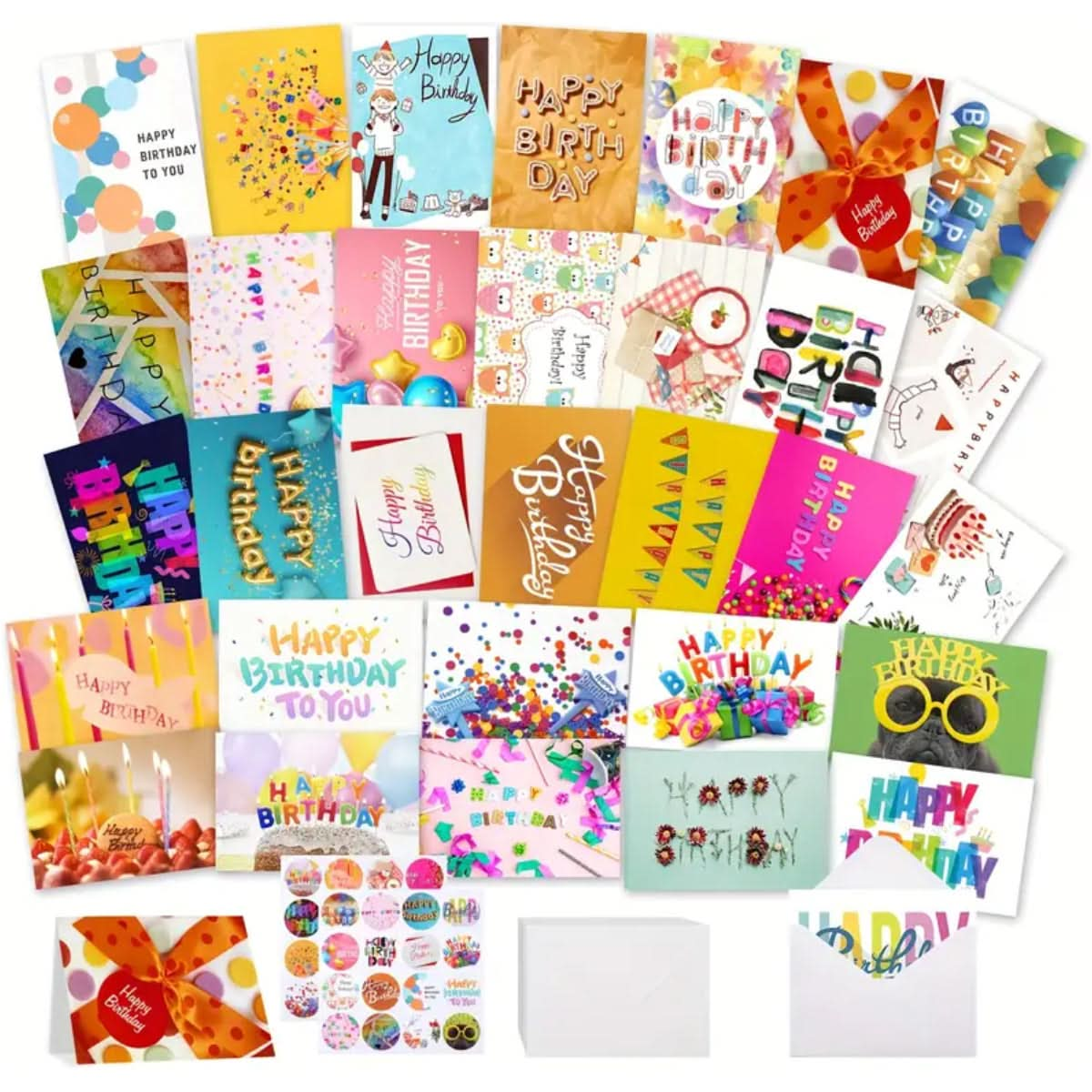 Happy Birthday Card with Envelope and Text, 15 x 10cm, Assorted Designs