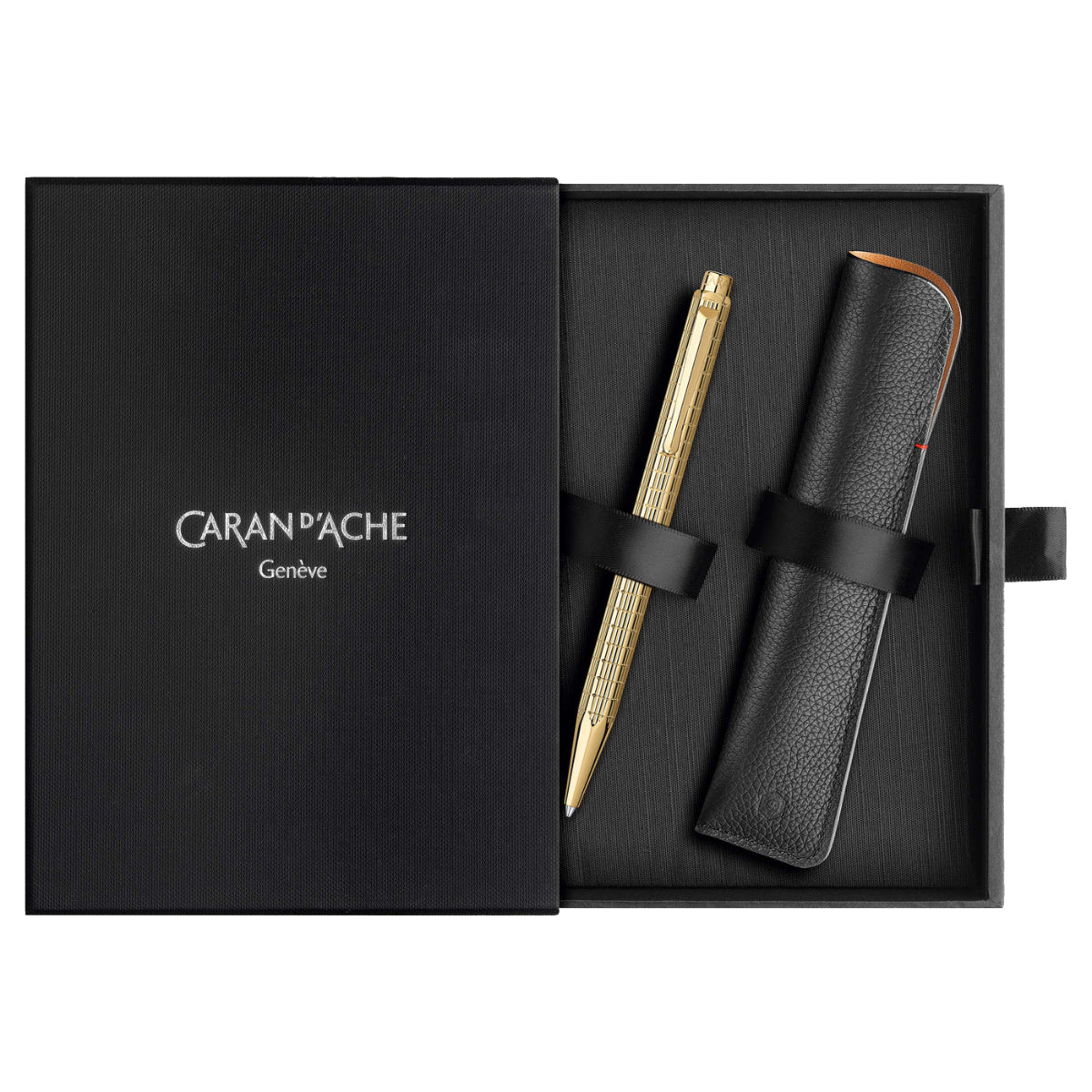 CARAN d'ACHE ECRIDOR LIGHTS Gift Set, Gilded Ballpoint Pen & Leather Case