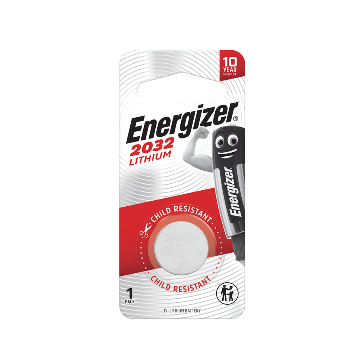 Energizer 19.61000 CR 2032 Lithium Battery, 3V, 190 mAh 