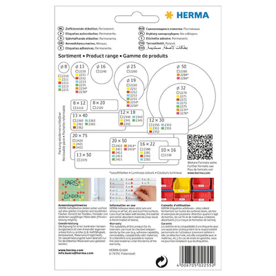 Herma Office Pack Color Dots, perforated sheets, 19 mm, 1280/pack, Yellow